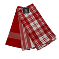Milan Tea Towels Check & Stripe Designs - Red