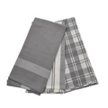 Milan Tea Towels Check & Stripe Designs - Charcoal