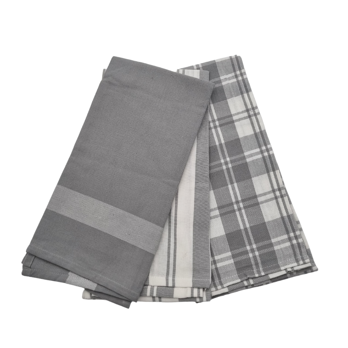Milan Tea Towels Check & Stripe Designs - Charcoal