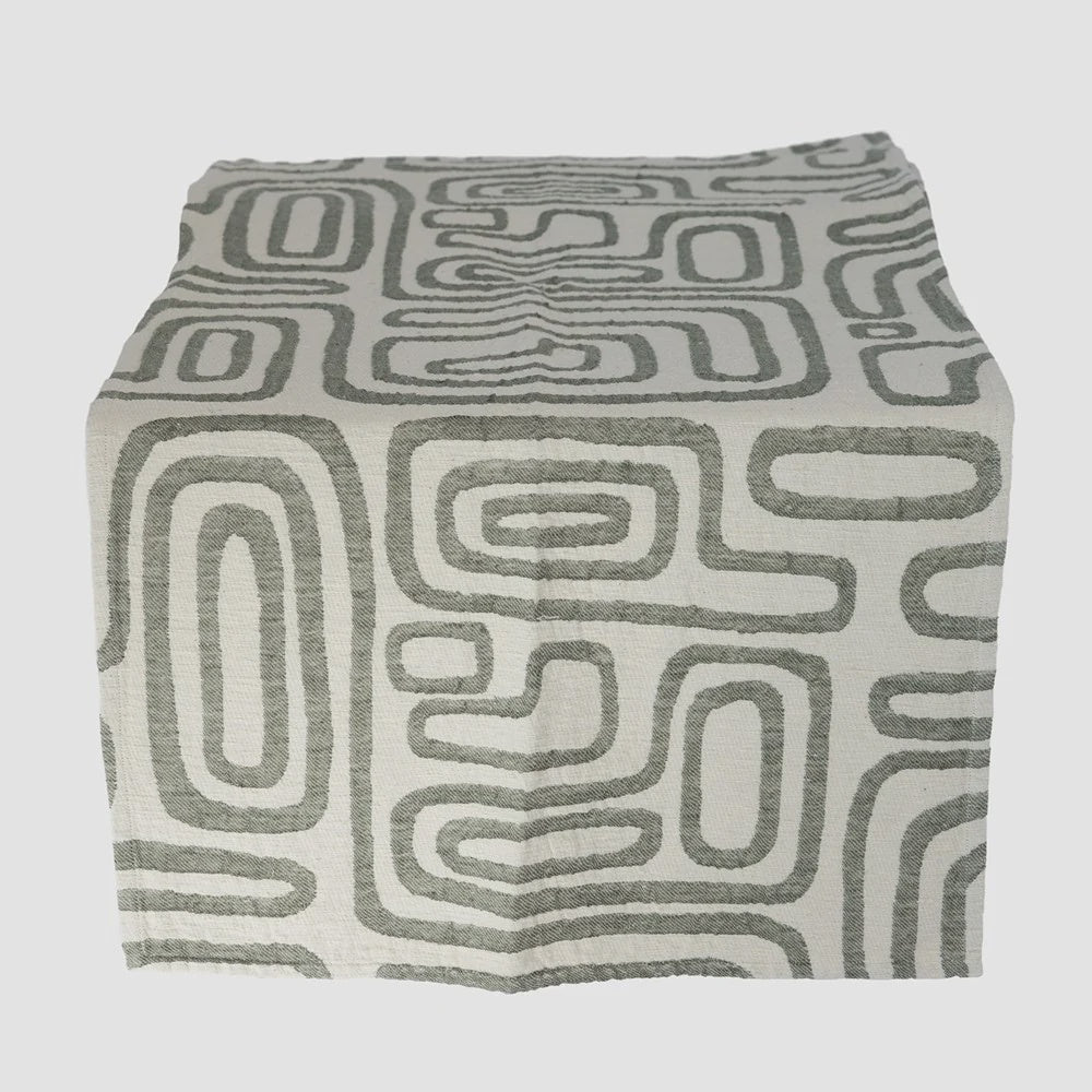 Wander Table Runner - White/Pistachio