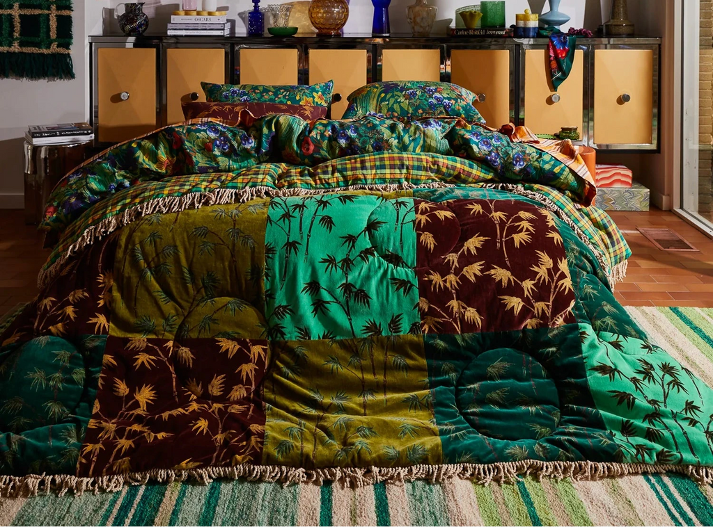 Aneta Patchwork Velvet Bedcover