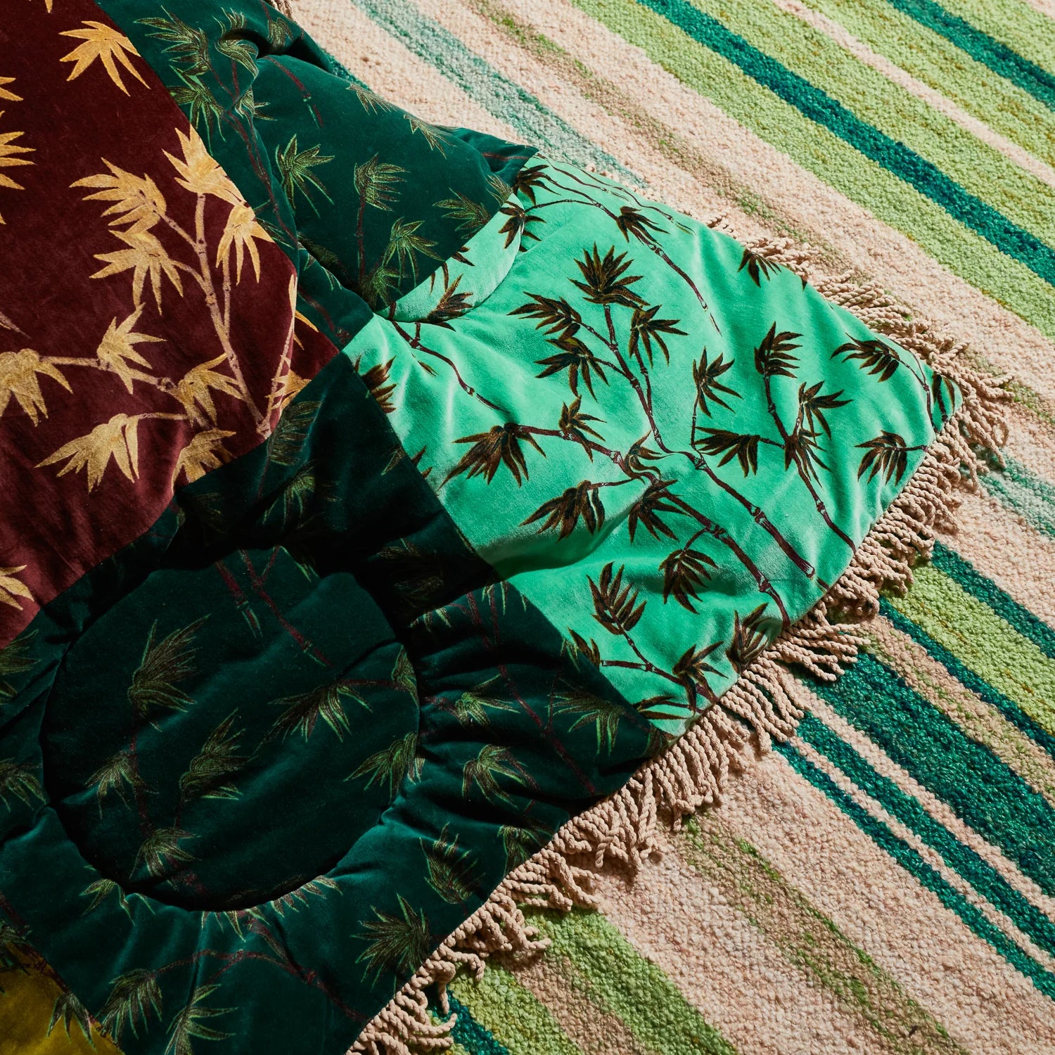 Aneta Patchwork Velvet Bedcover