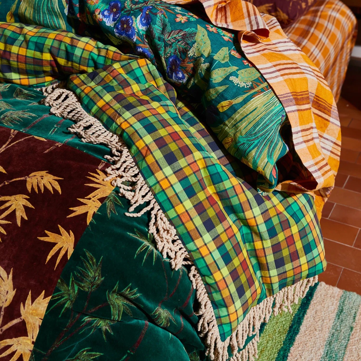 Aneta Patchwork Velvet Bedcover