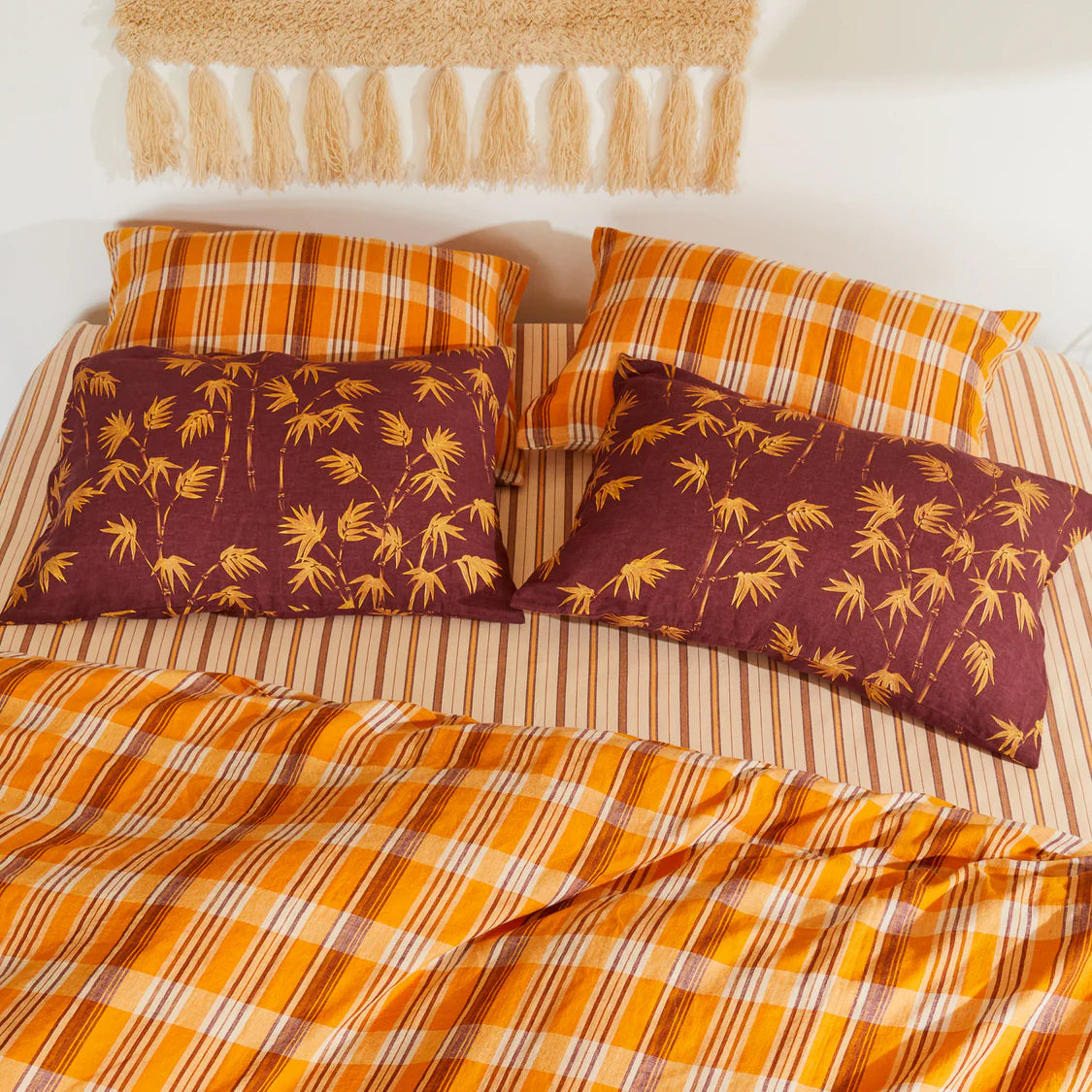 Aneta Linen Pillowcase Set - Rosewood