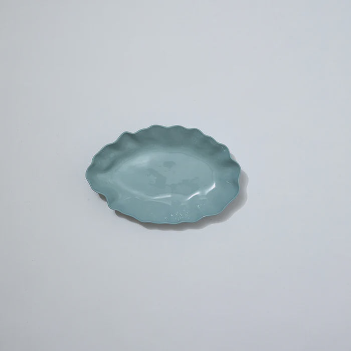 Ruffle Rectangle Platter - Light Blue