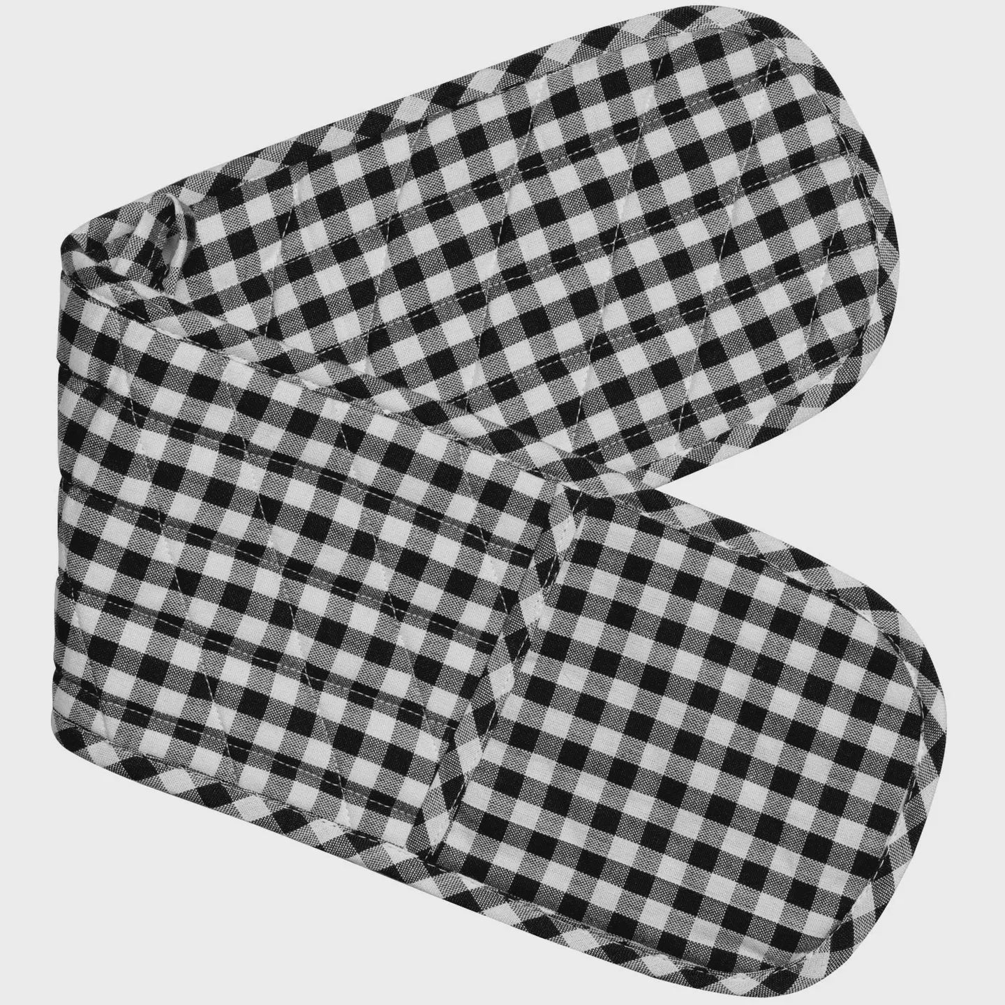 Gingham Double Mitts - Black