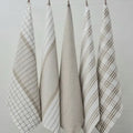 Milan Tea Towels Check & Stripe Designs - Taupe