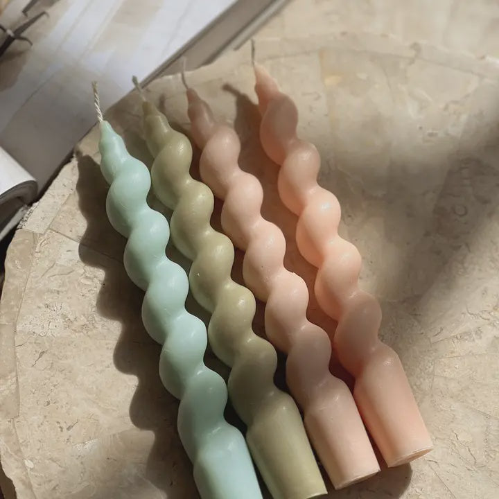 Spiral Taper Candle -White