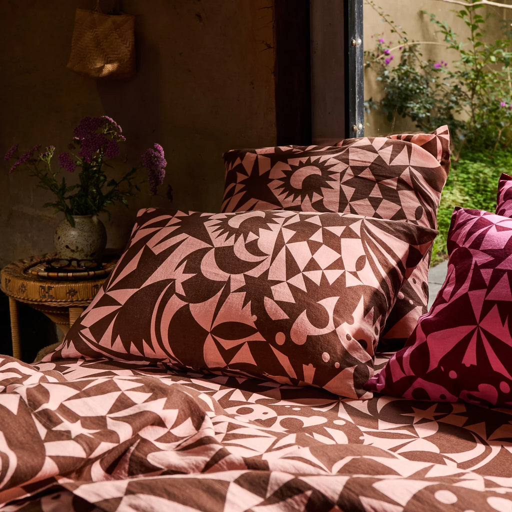 Nora Linen Pillowcase Set - Carnelian