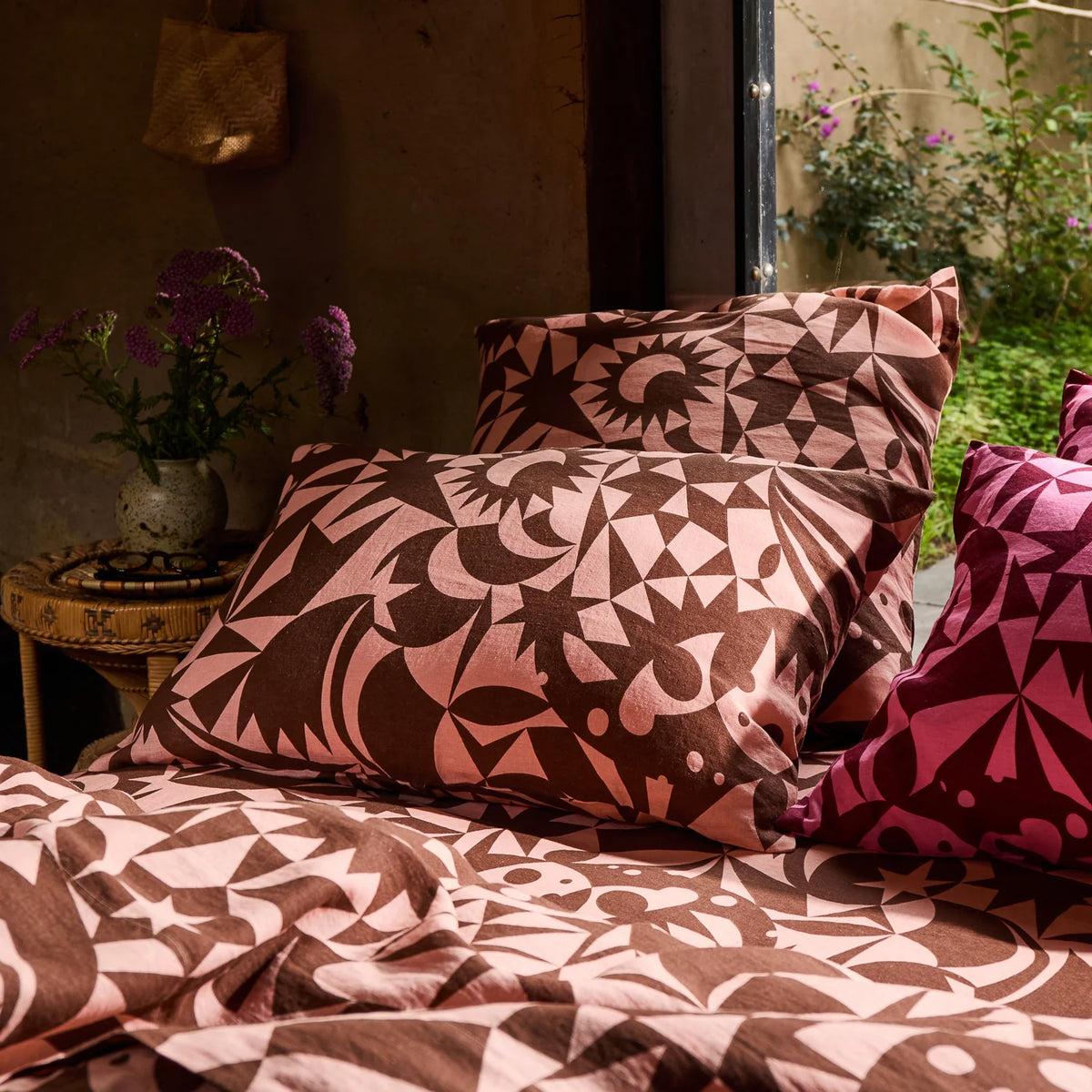 Nora Linen Pillowcase Set - Carnelian