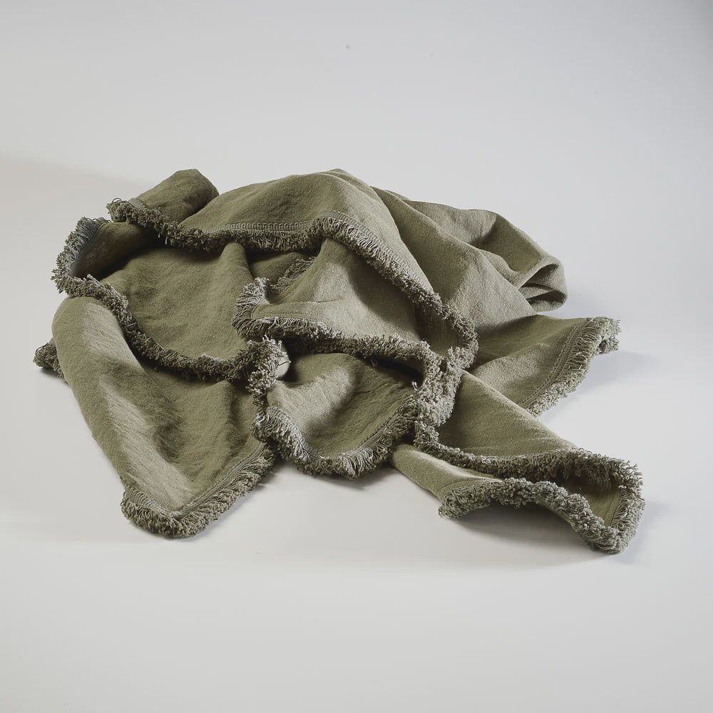 Boho Linen Throw - Khaki