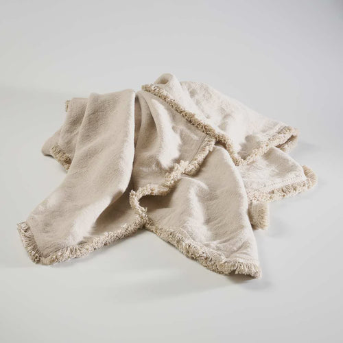 Boho Linen Throw - Natural