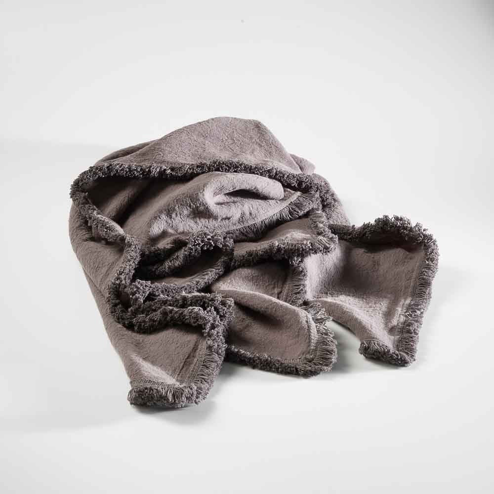 Boho linen Luca Throw - Slate