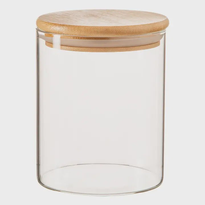 Scandi Glass Storage Jar With Wooden Lid - 750ml