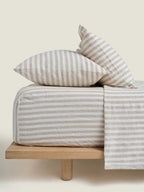 Fitted Sheet - Wide Natural Stripes