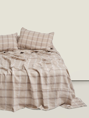 Flat Sheet - Natural Plaid