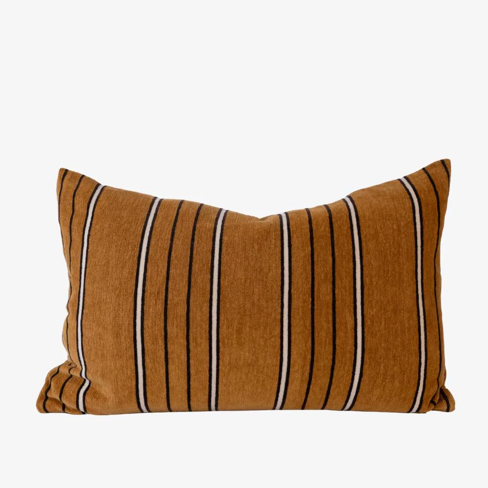 Gramercy Cushion - Mustard/Black/White Stripe