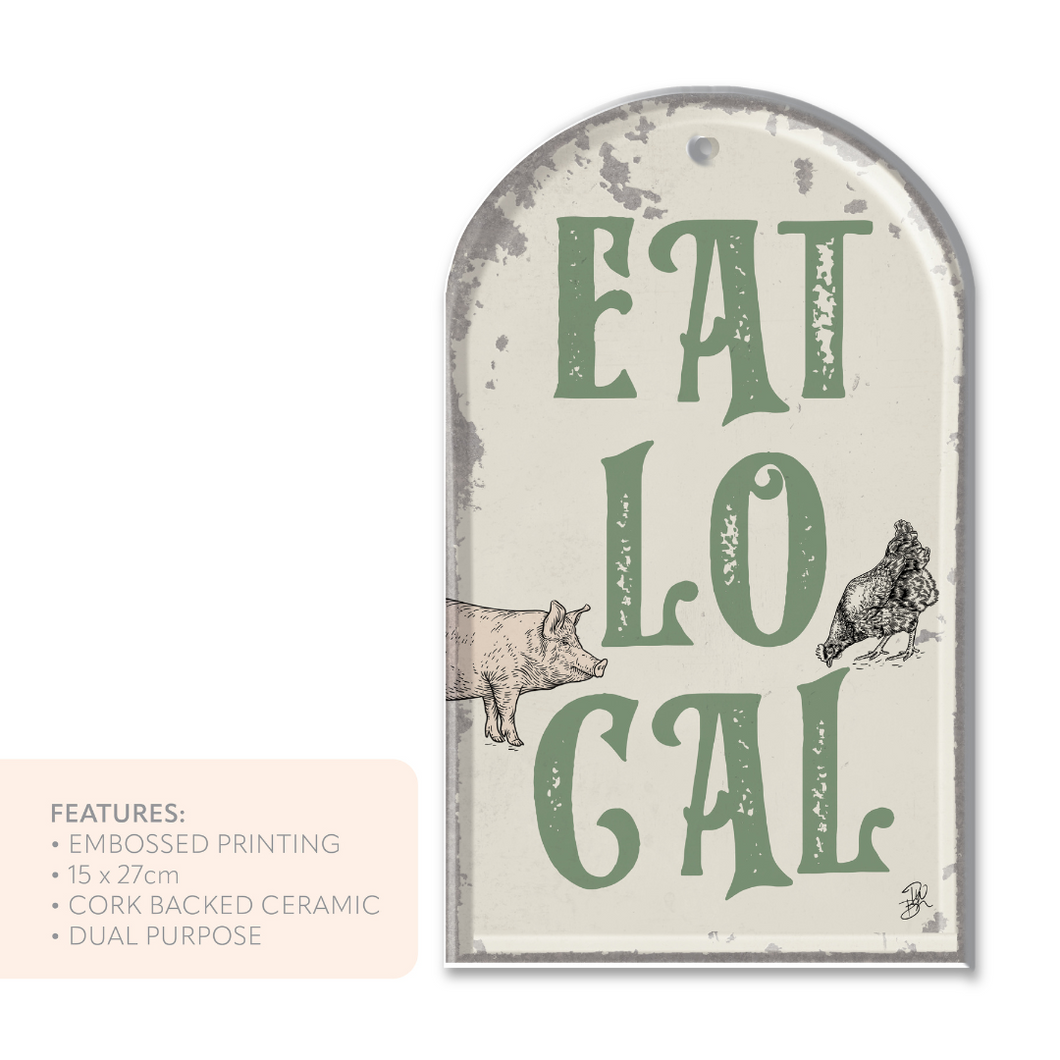Ceramic Trivet/Wall Tile - Eat Local