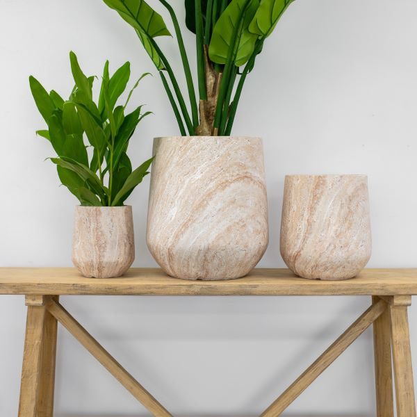 Arc Travertine Planter - Natural