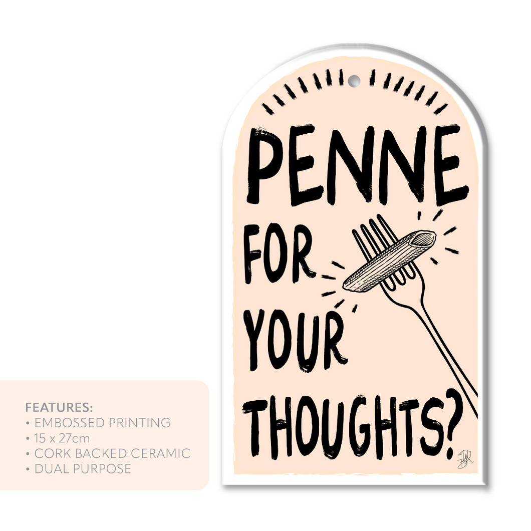 Ceramic Trivet/Wall Tile - Penne For Your Thoughts
