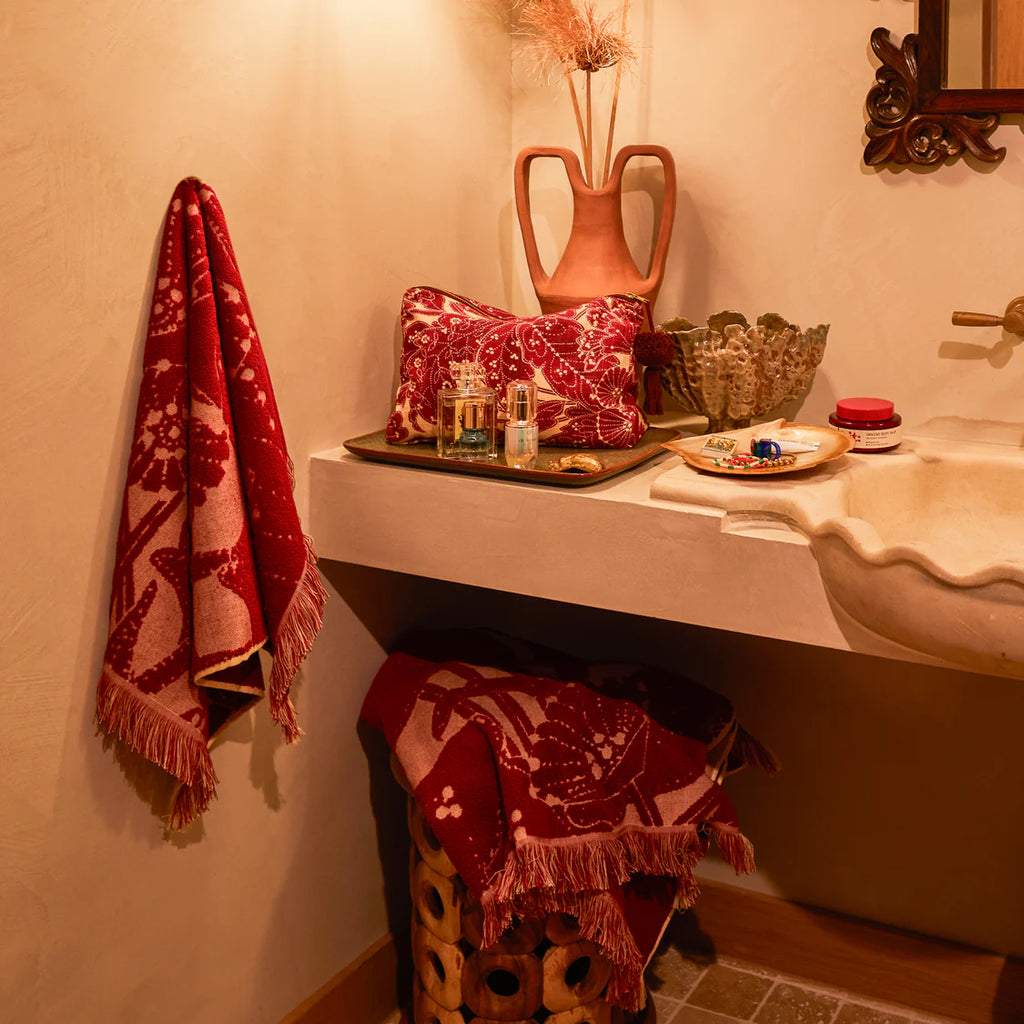 Lucia Hand Towel - Crimson