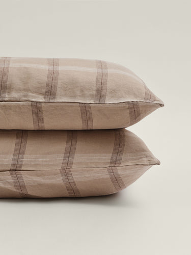 Standard Pillowcase Set - Natural Plaid