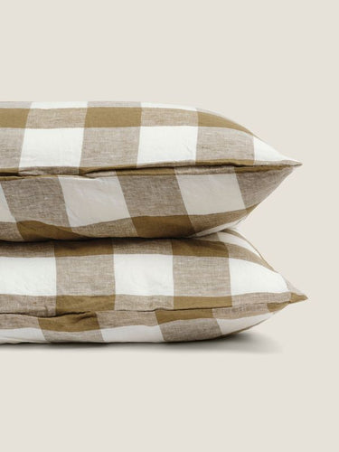 Standard Pillowcase Set - Olive Check