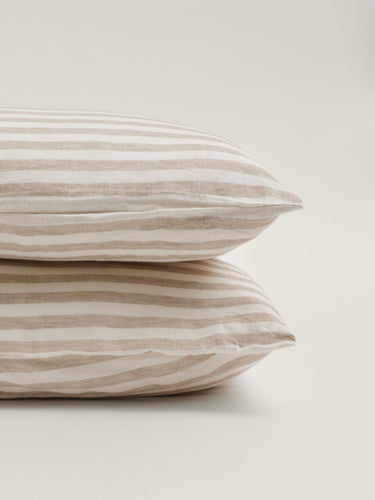 Standard Pillowcase Set - Wide Natural Stripes