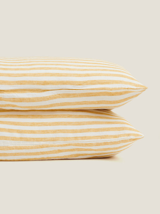 Standard Pillowcase Set - Yellow Stripes