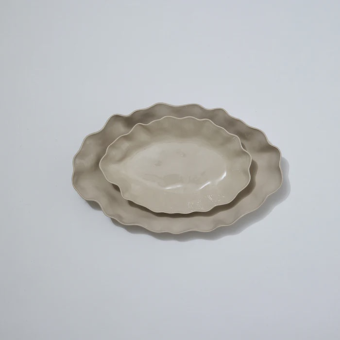 Ruffle Rectangle Platter - Chalk White