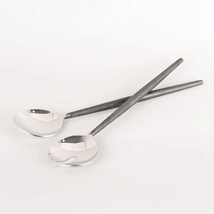 Salad Server - Burnished Smooth Handles