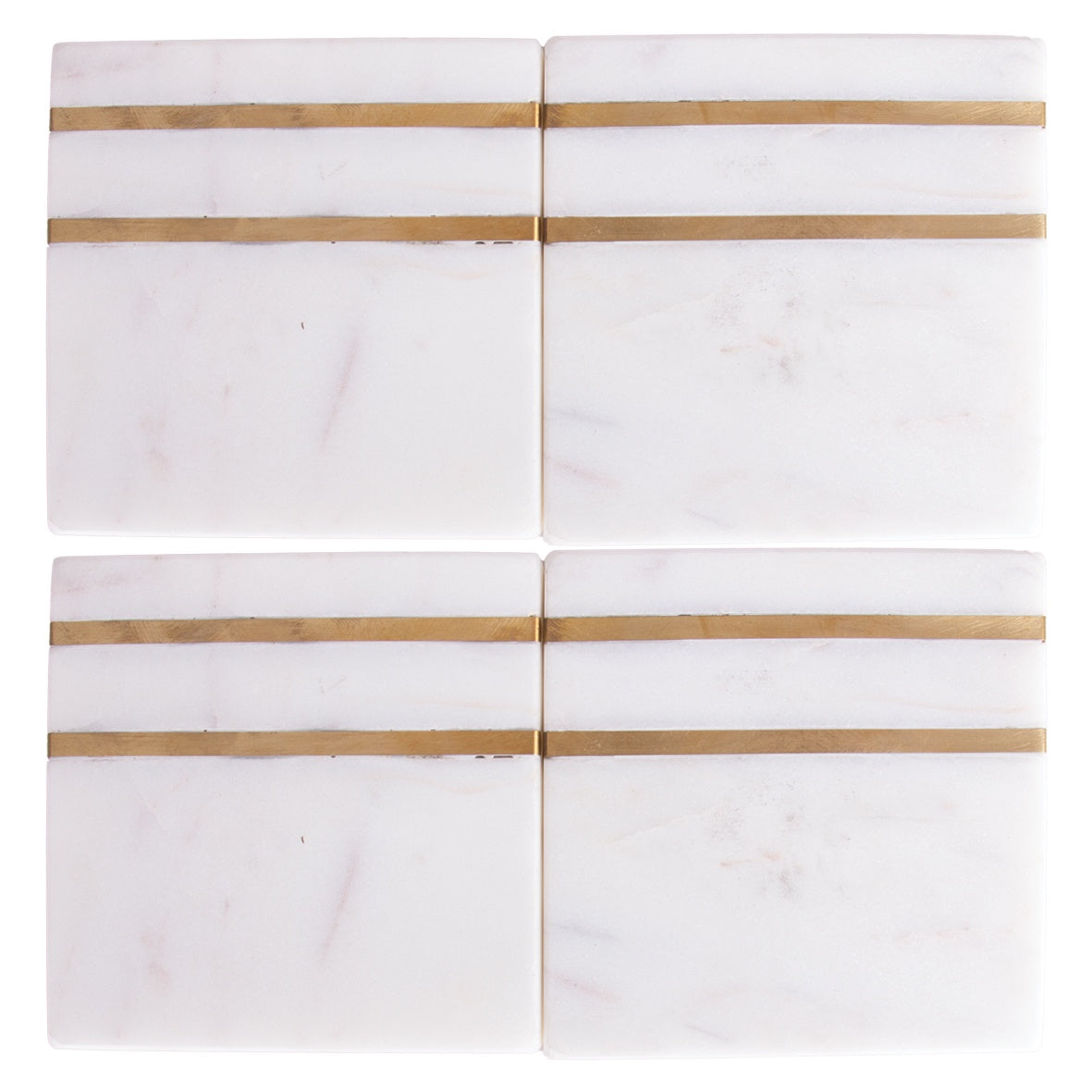 Stone Coaster  Set - Brass Strip