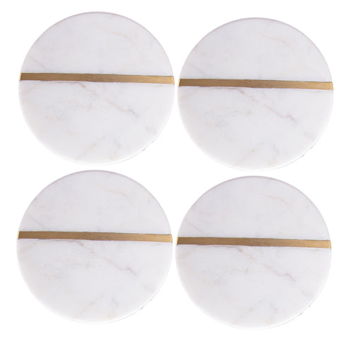 Stone Round Coaster - Brass Strip