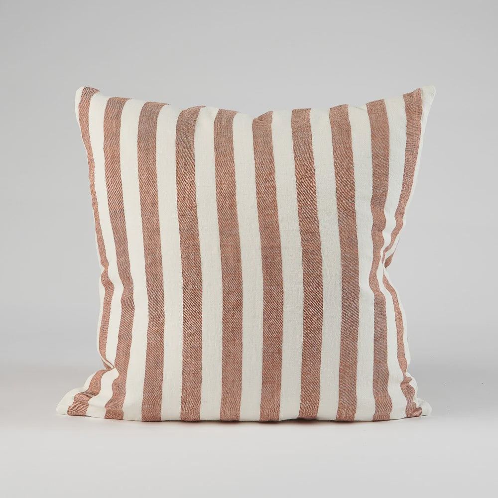 Santi Cushion - White With Nutmeg Stripe