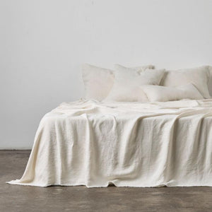 Heavy Linen Bedcover - White