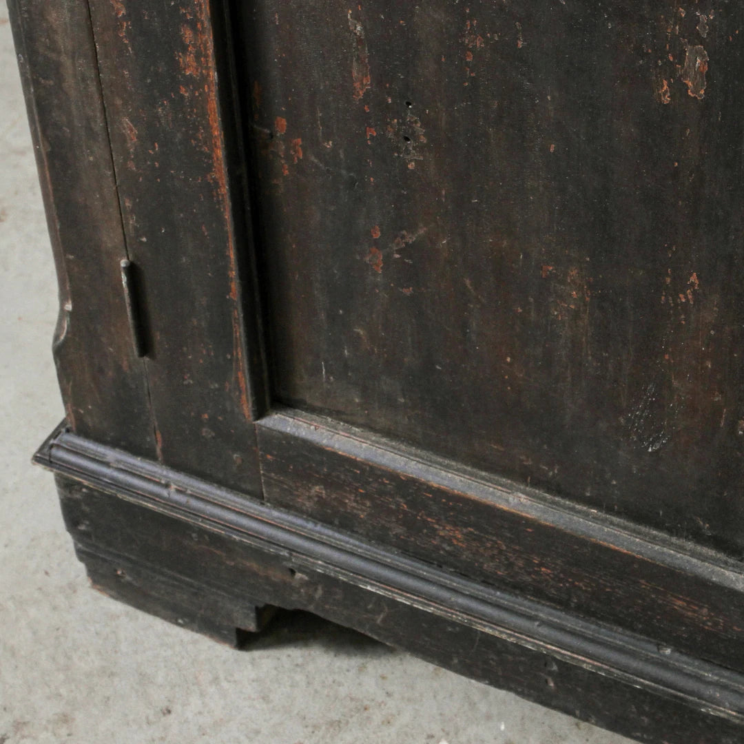 Vintage Indian Glass Almirah - Black