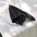 Carter French Linen Napkin Set - Black With White Stripe