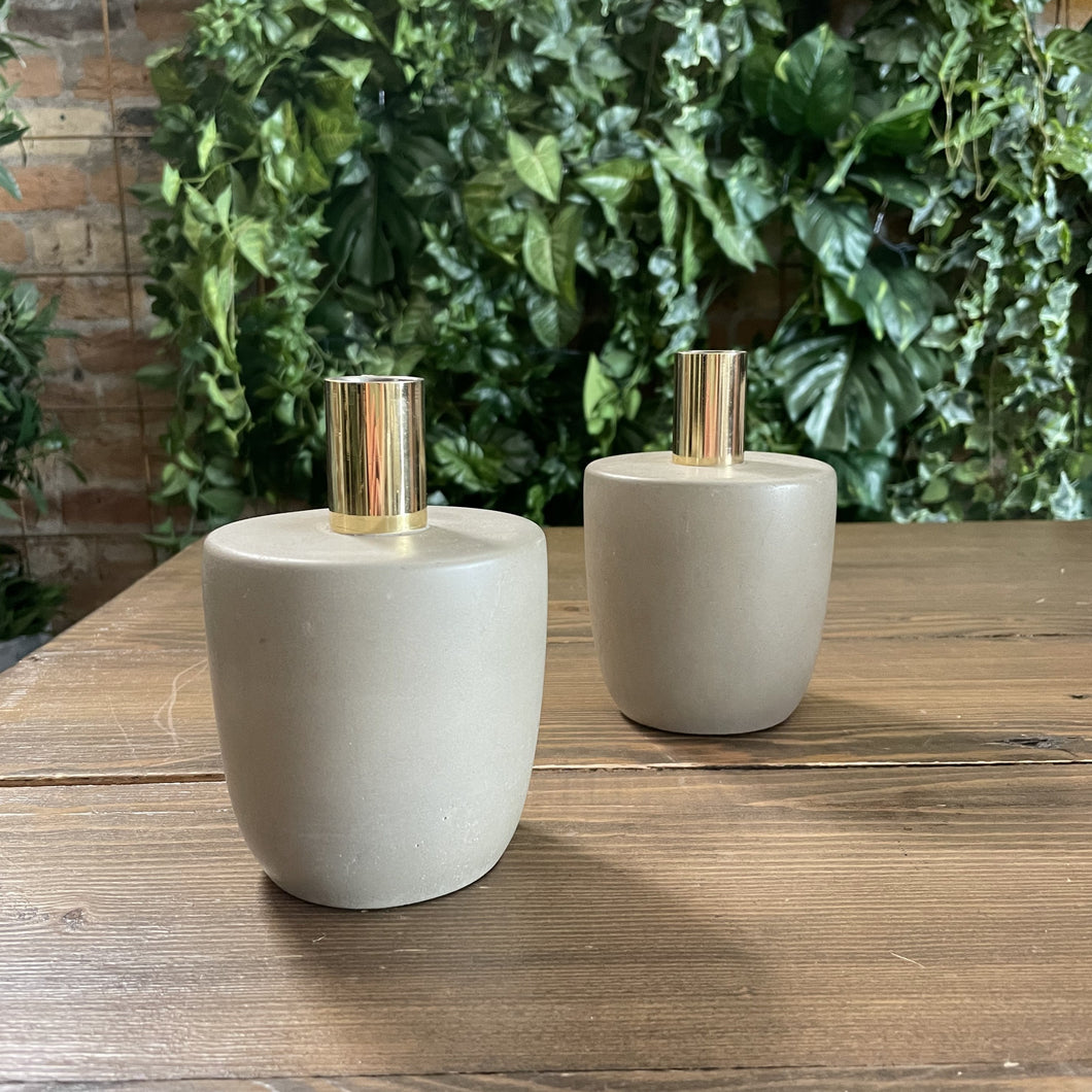 Concrete Candle Holder with Brass Top