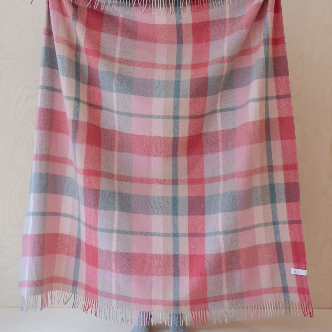 Recycled Wool Blanket - Pink Patchwork Check