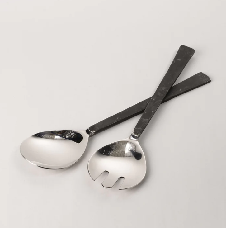 Salad Server - Flat Handle Burnished