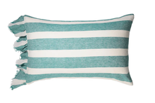 Standard Pillowcase Set - Emerald Stripe Ruffle