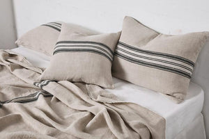 Heavy Linen Pillowcase Set - Natural Stripes
